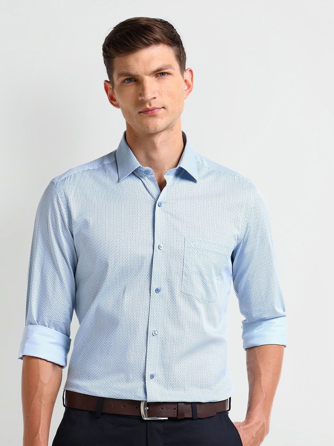 

Arrow Men Slim Fit Floral Opaque Printed Formal Shirt, Blue