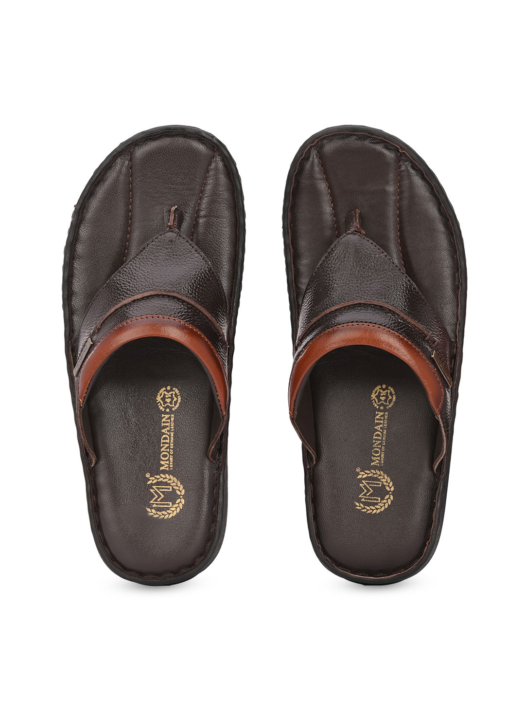 

MONDAIN Men Rubber Thong Flip-Flops, Brown
