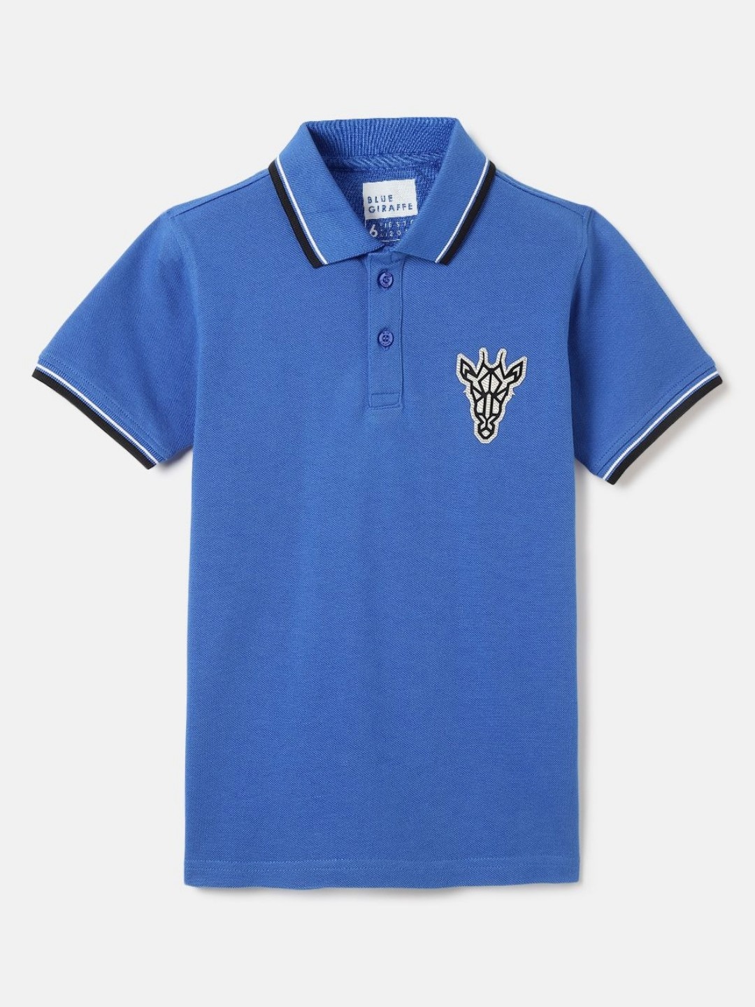 

Blue Giraffe Boys Solid Polo Collar Cotton T-shirt