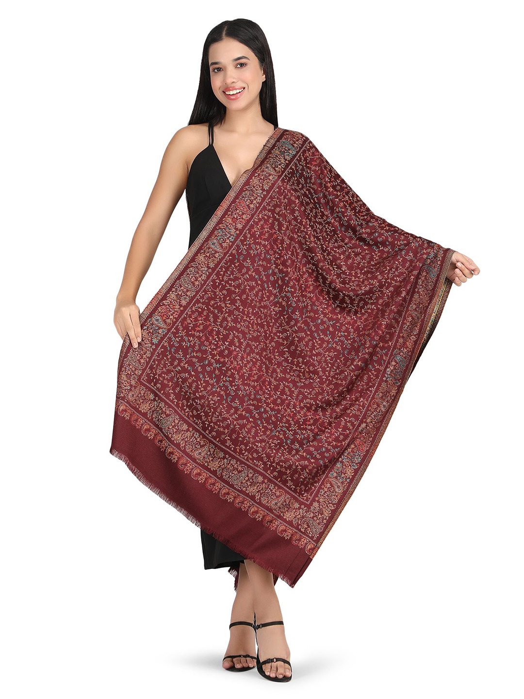 

Stole & Yarn Adults Woven Design Stoles, Maroon