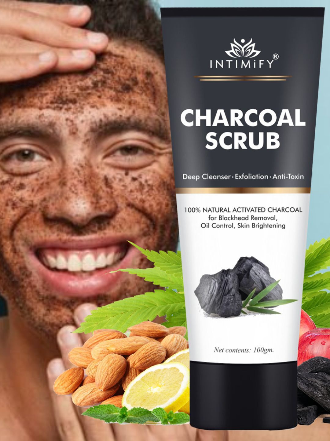 

INTIMIFY 100% Natural Activated Charcoal Scrub - 100 g, Black