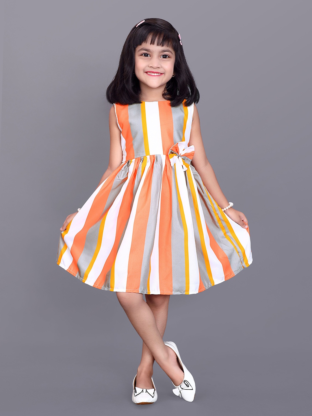 

FEBVIBE Striped Fit & Flare Dress, Multi