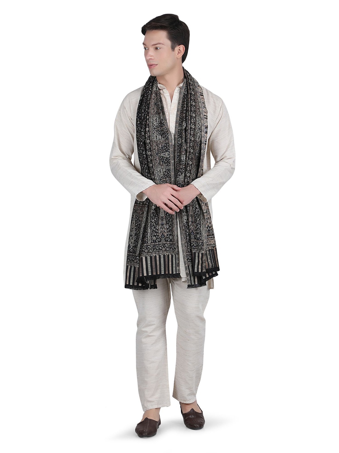 

Stole & Yarn Adults Woven Design Stoles, Black