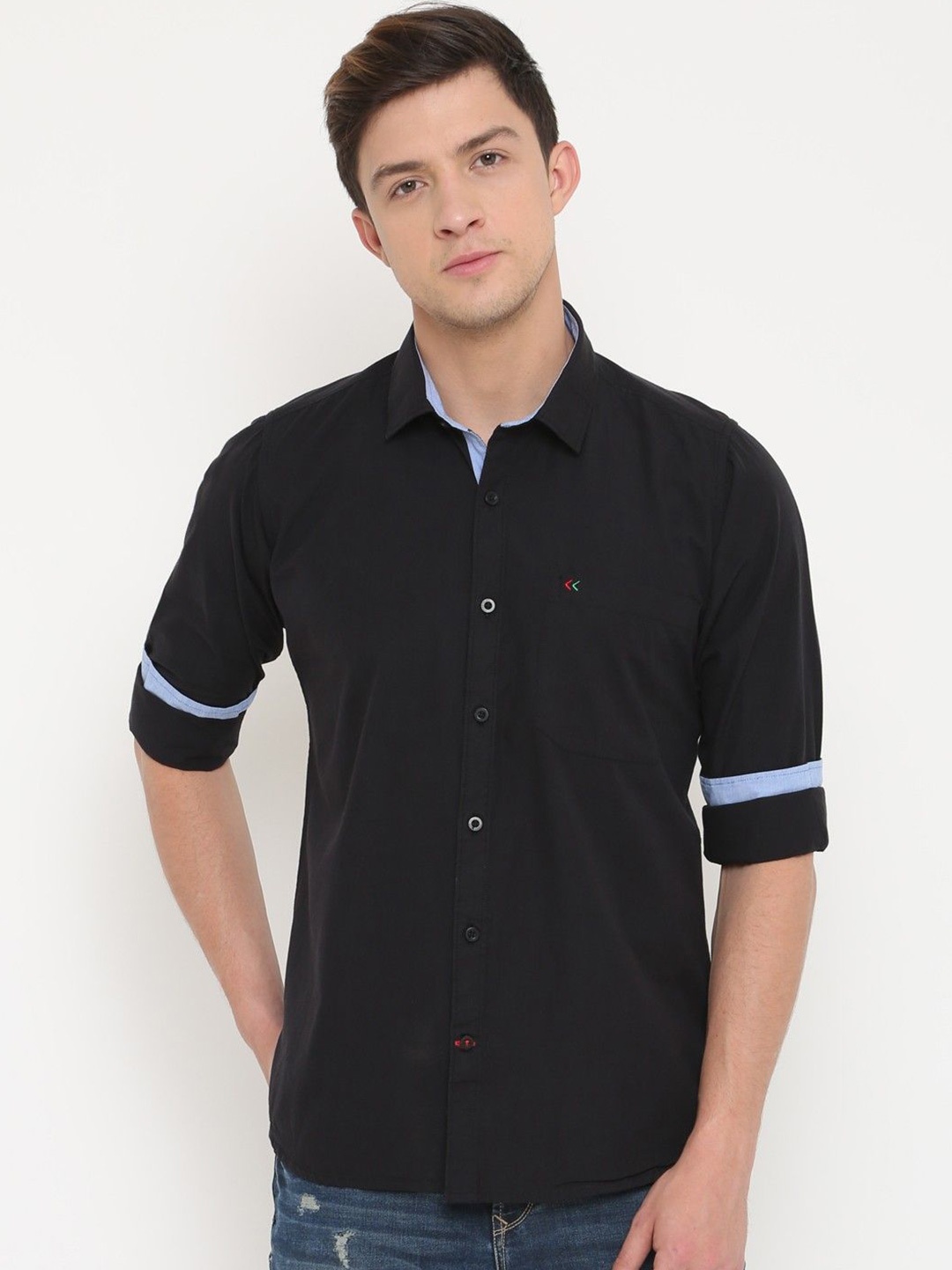 

Cross Court Men Slim Fit Opaque Casual Shirt, Black