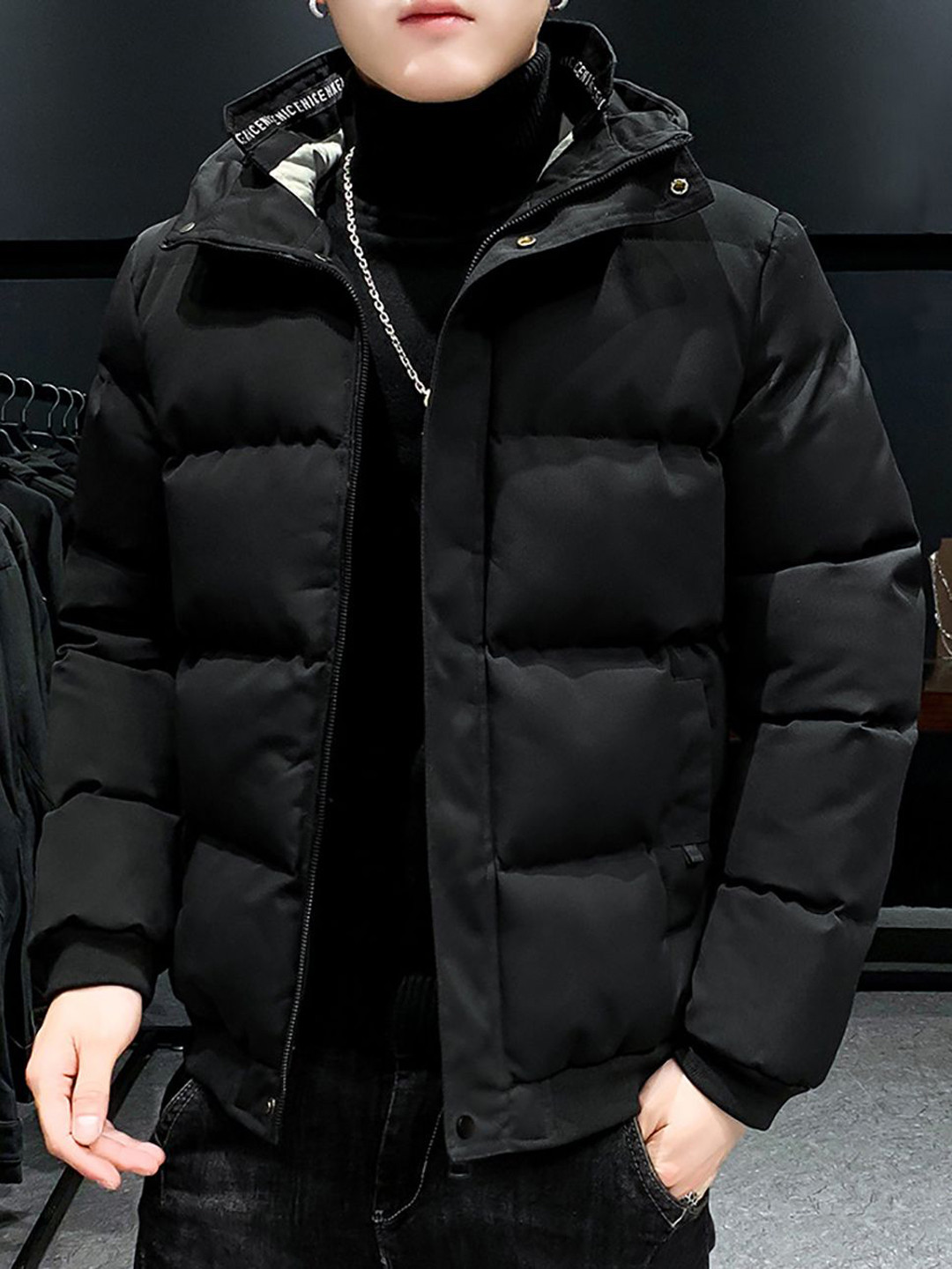 

StyleCast x Revolte Men Open Front Hooded Jacket, Black