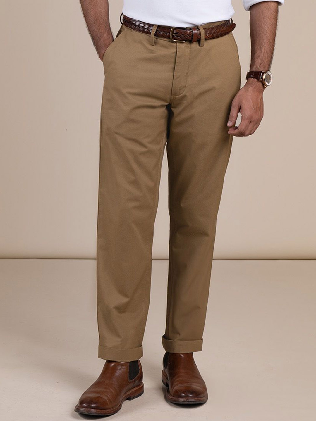 

Monks of Method Men Classic Slim Fit Chinos Trousers, Khaki