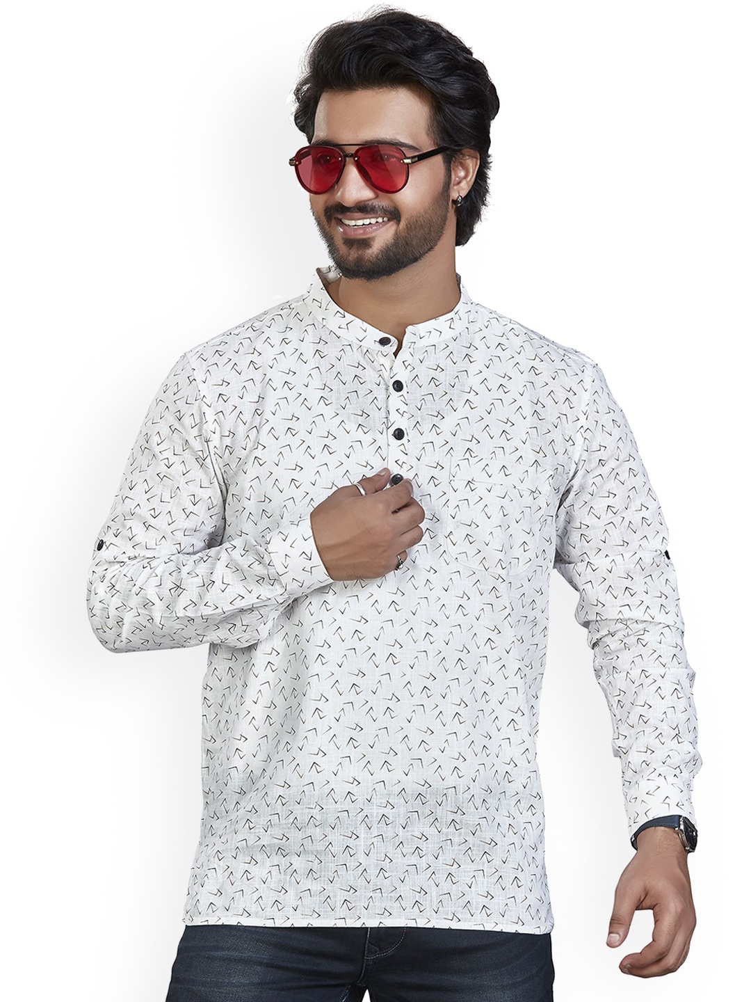 

Authentics Men Ethnic Motifs Thread Work Kurta, White