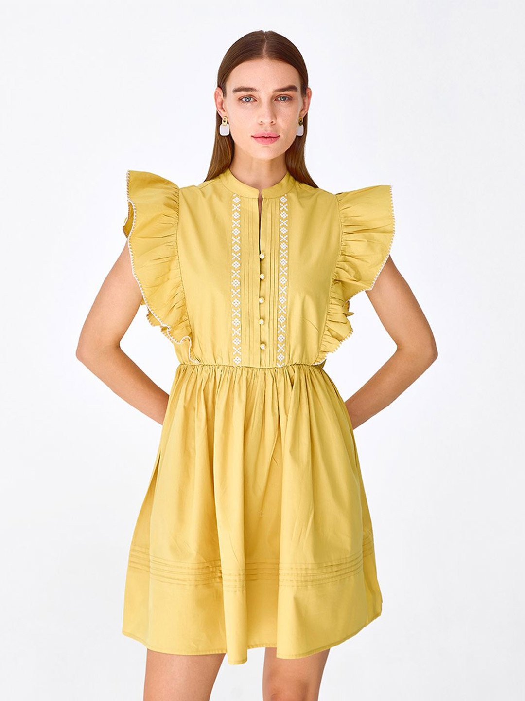

COVER STORY Fit & Flare Mini Dress, Mustard