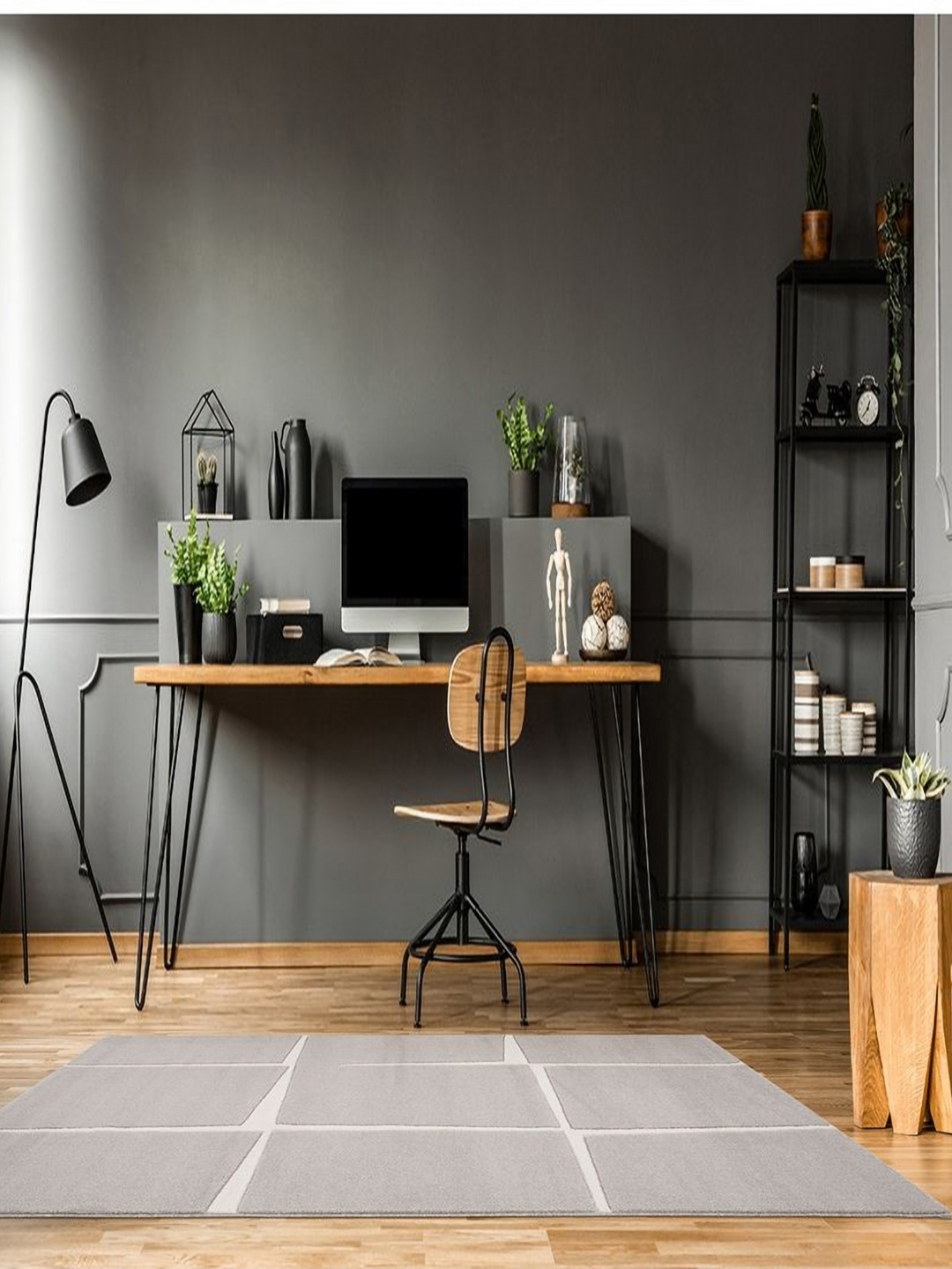 

DDecor Grey Geometric Anti Skid Carpet