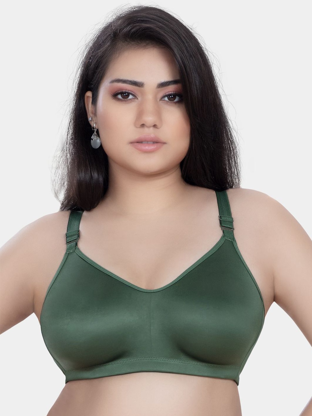 

Trylo Riza Superfit Cotton Fabric Non-Padded Non-Wired Seamless T-Shirt Bra, Olive