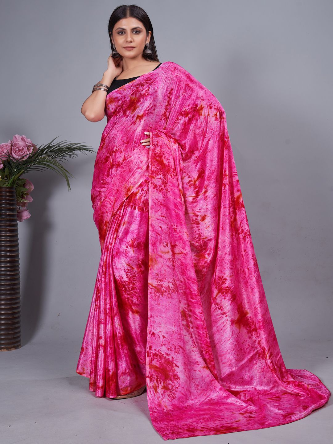 

Mitera Silk Blend Ready to Wear Saree, Pink