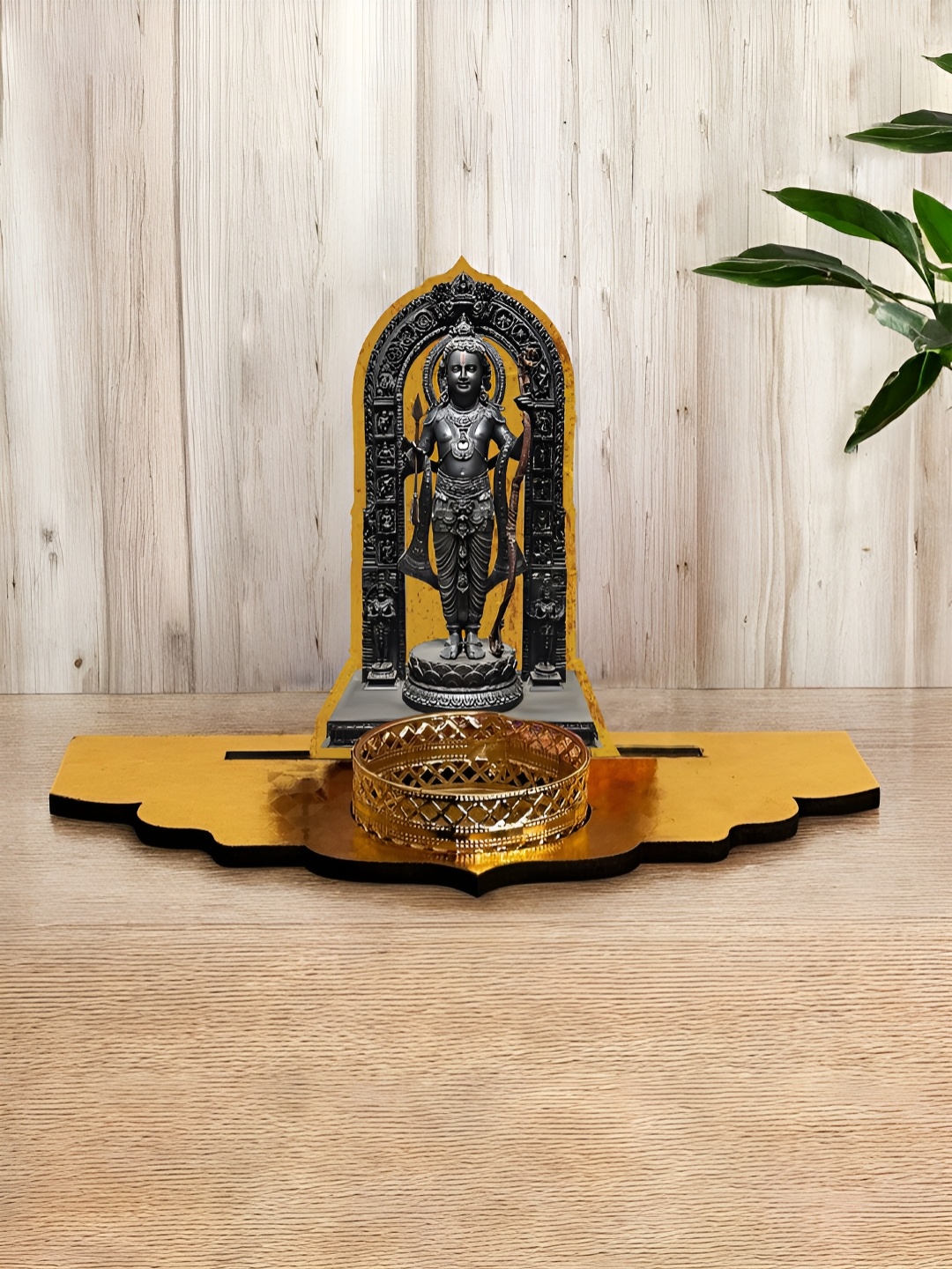 

Art Street Ayodhya Ram Mandir MDF Cutout Table-Top Showpiece, Gold