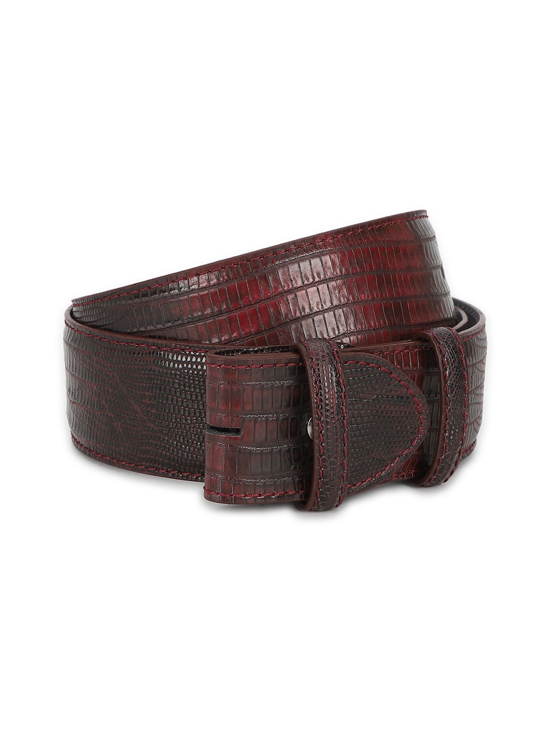 

ELLIOT RHODES Men Textured Leather Belt, Maroon