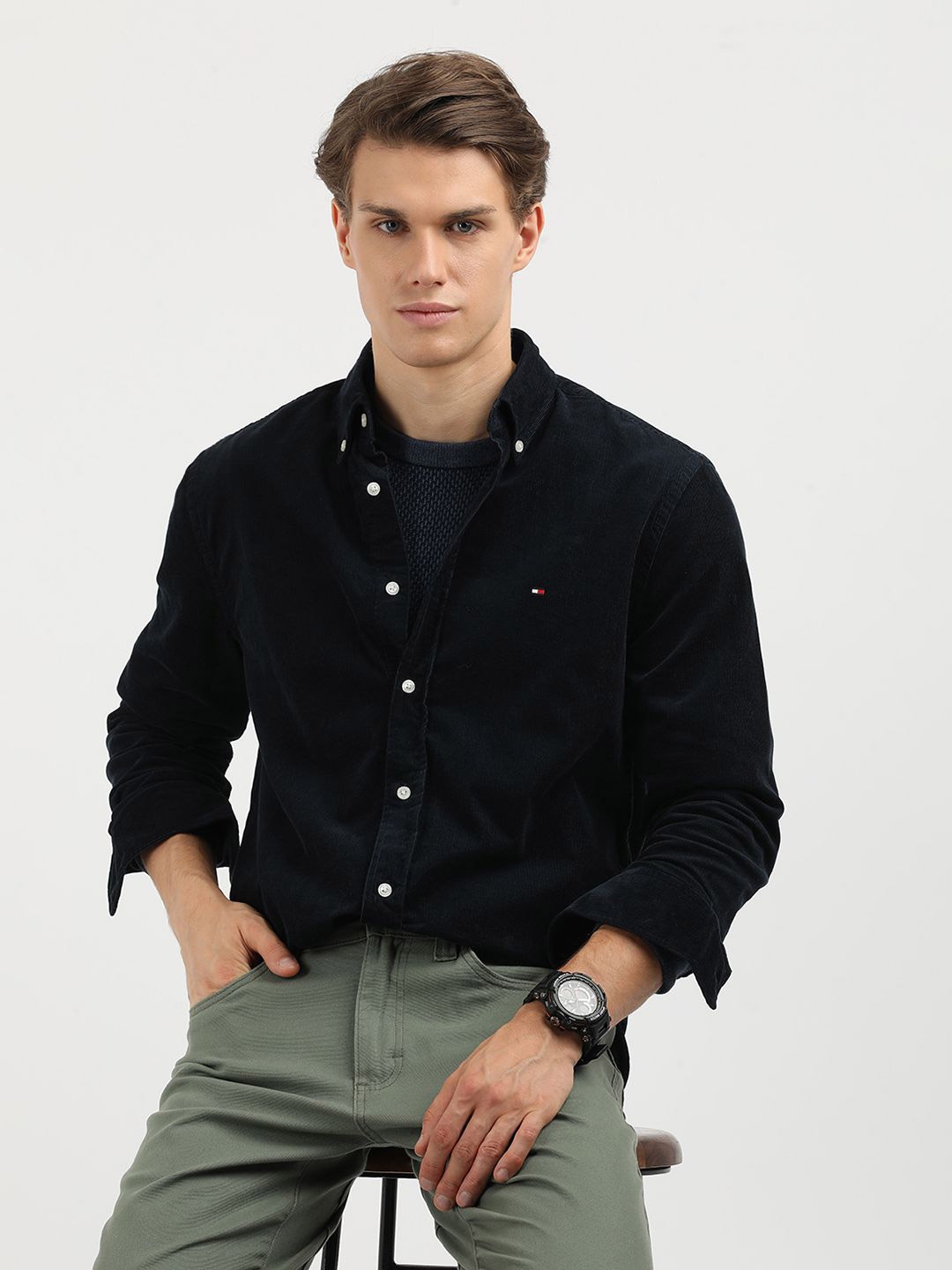 

Tommy Hilfiger Men Opaque Casual Shirt, Navy blue