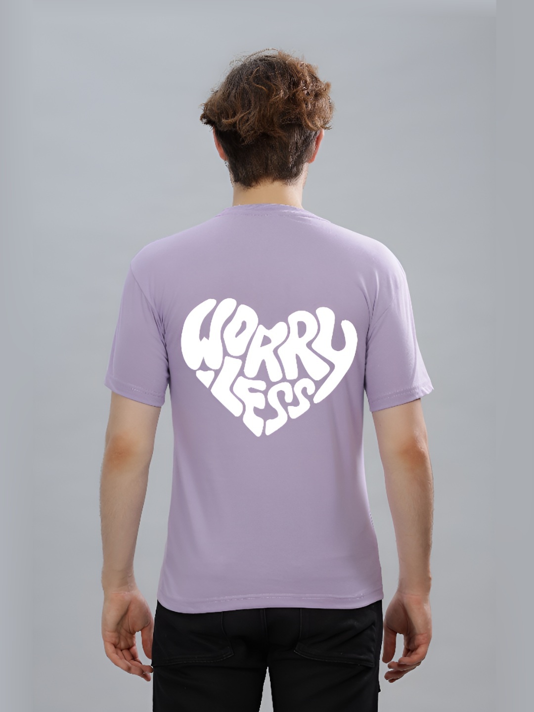 

FALTU.CO Men Typography Printed Round Neck Pure Cotton Oversized T-shirt, Lavender
