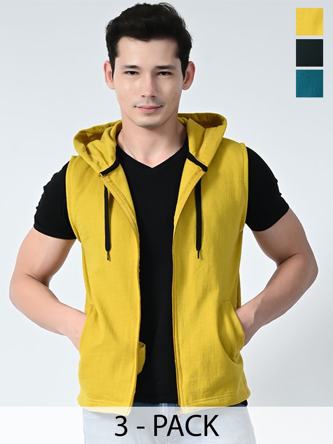 

BAESD Men Pack Of 3 Lightweight Open Front Jacket, Yellow