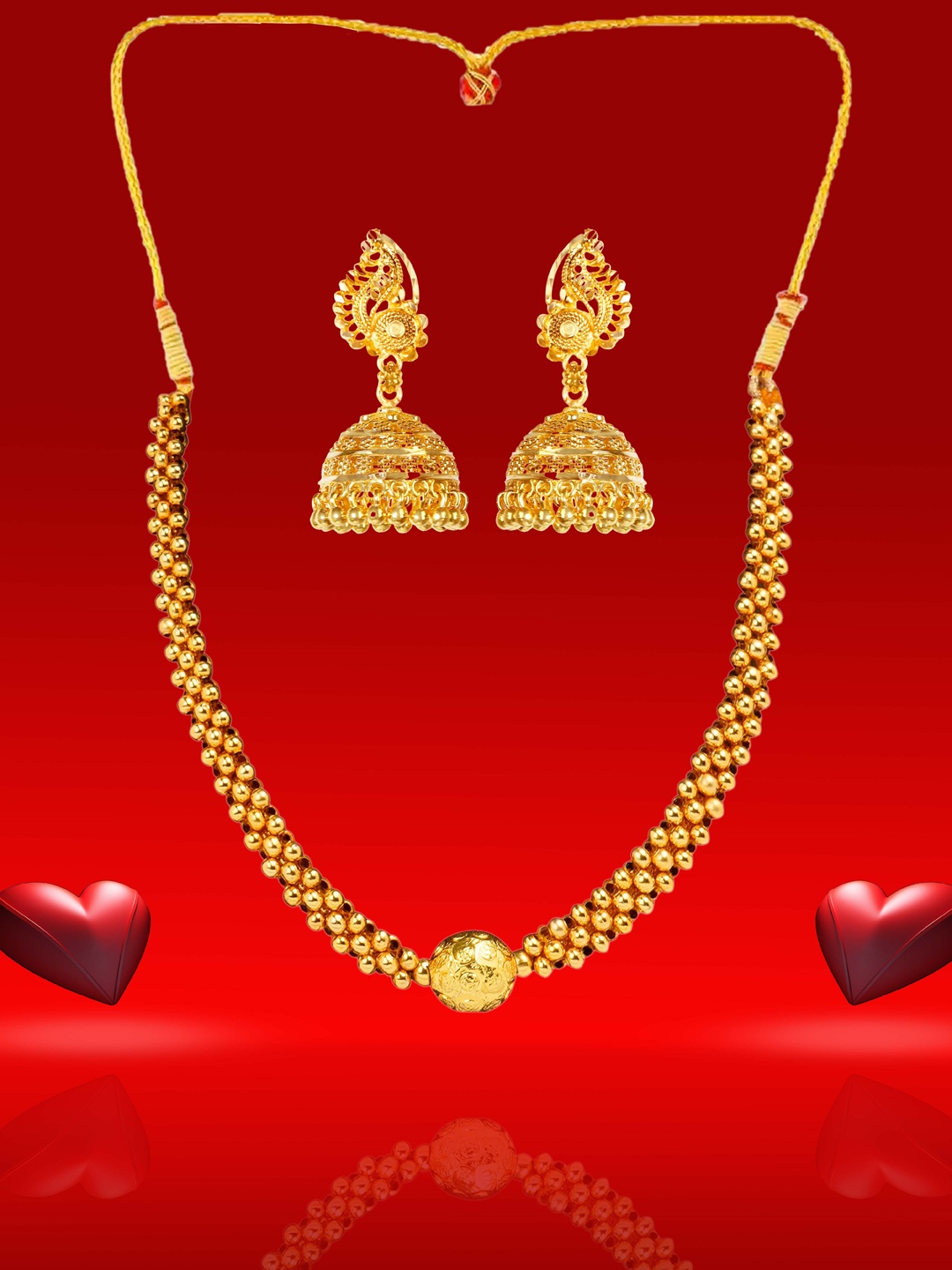 

Heer Collection Gold Plated Necklace With Earrings