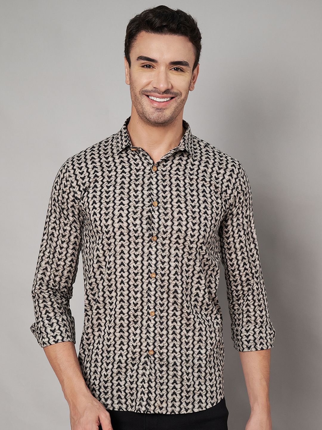 

KALINI Men Classic Opaque Printed Casual Shirt, Grey