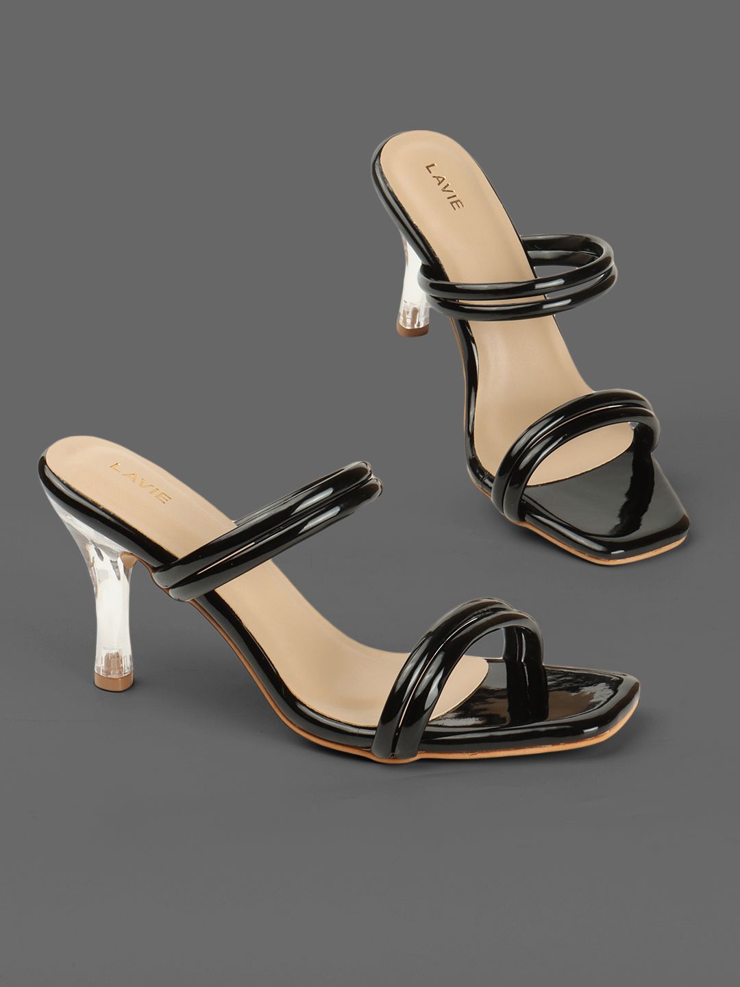 

Lavie Women Colourblocked Party Open Toe Block Heels Sandals, Black