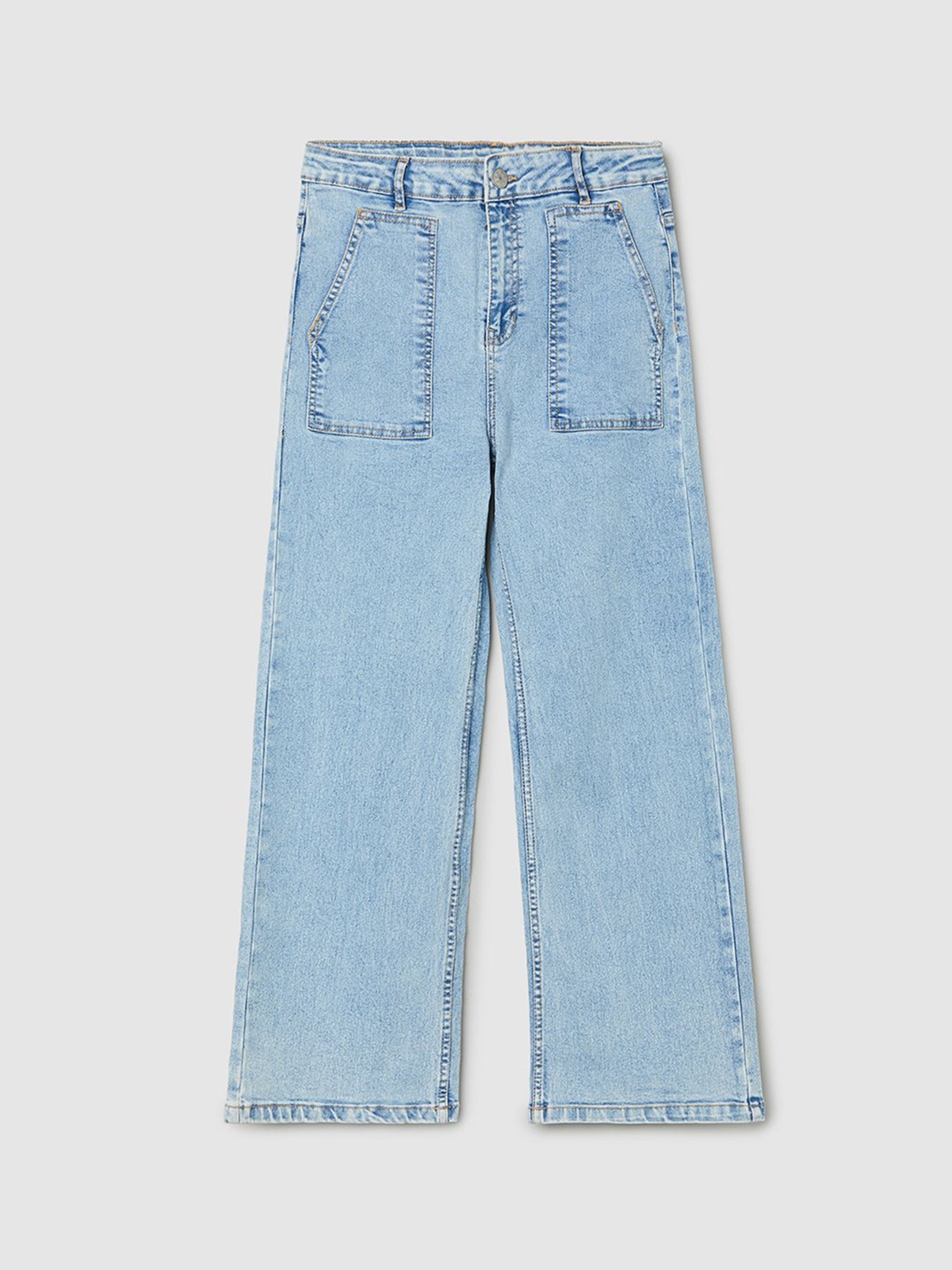 

max Girls Mildly Distressed Heavy Fade Jeans, Blue