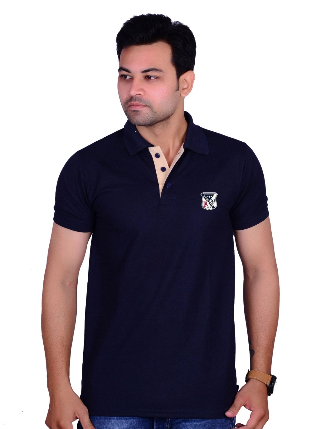 

LA MILANO Men Polo Collar Slim Fit T-shirt, Navy blue