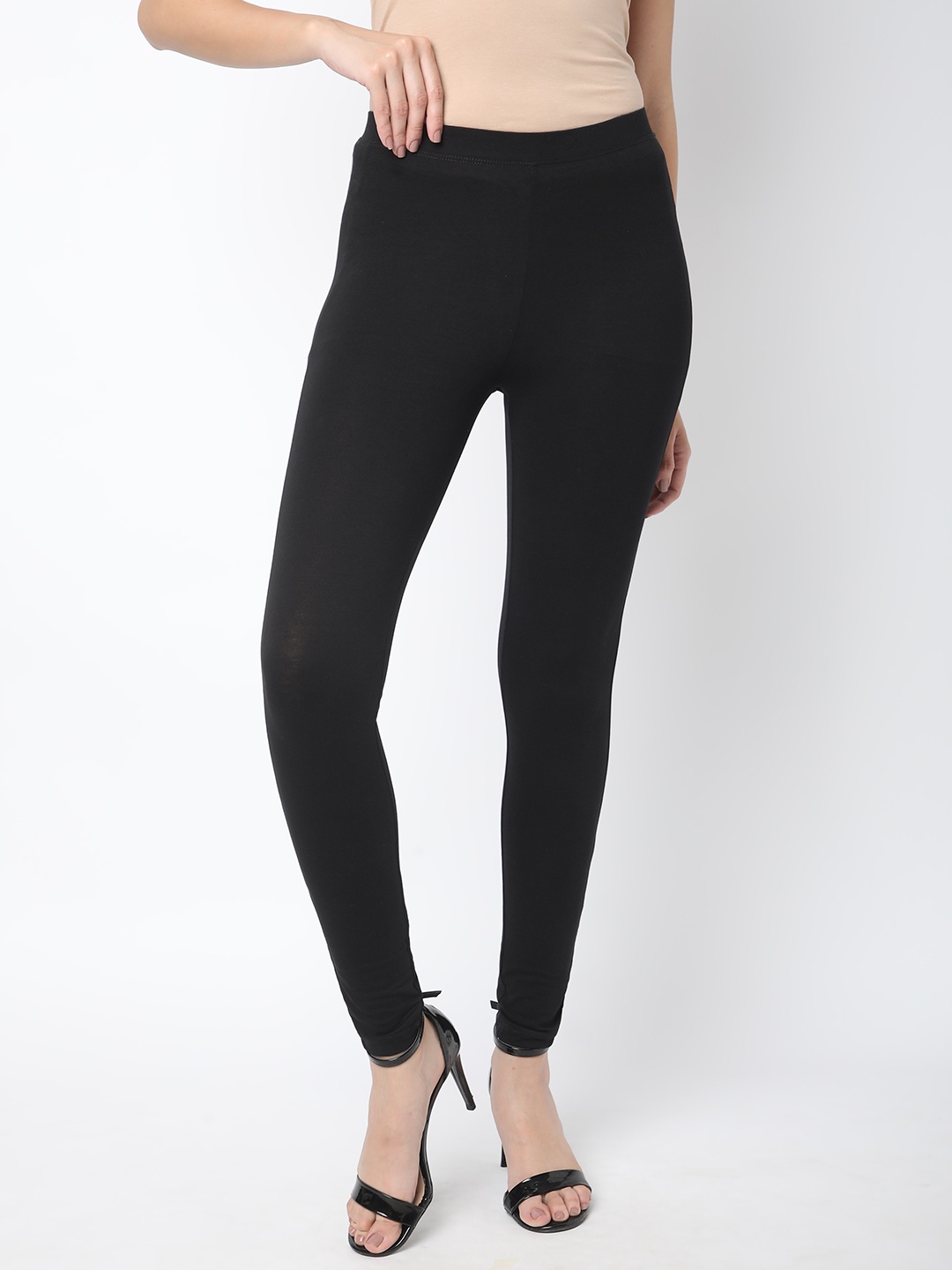 

R&B Women Solid Ankle Length Leggings, Black