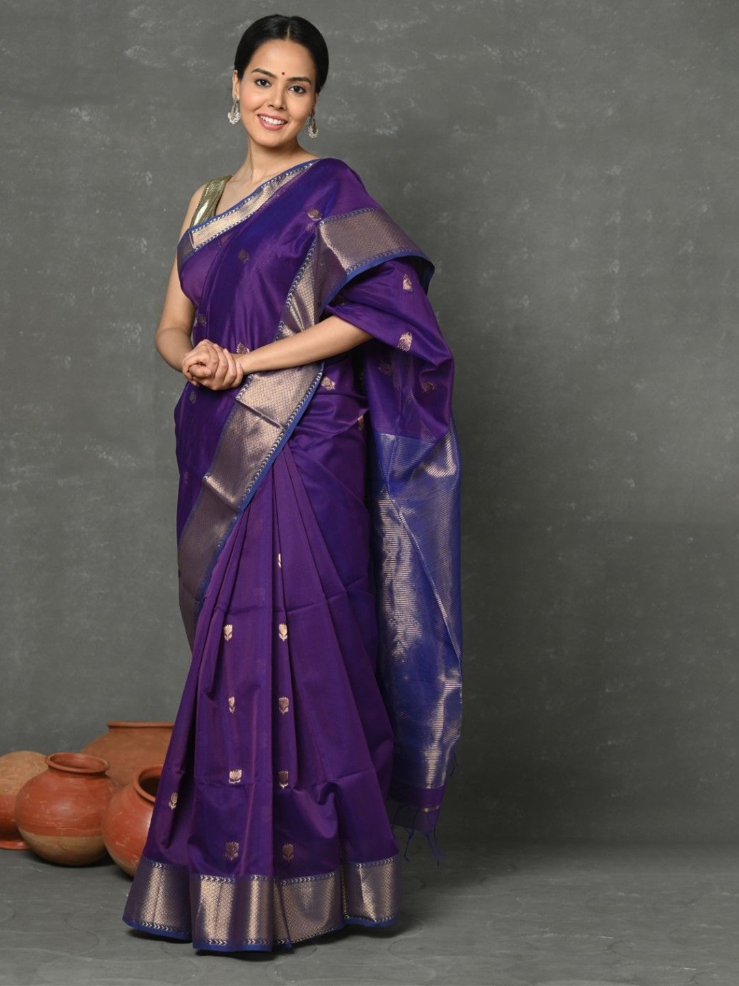 

Very Much Indian Woven Design Saree, Purple