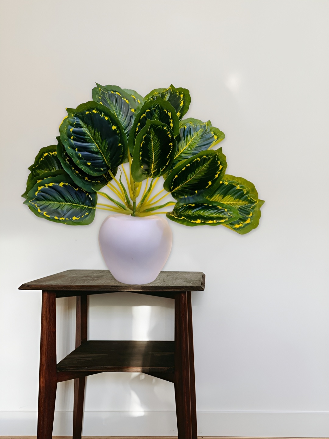 

ARTSY Green and White Calathea Artificial Flower With Pot