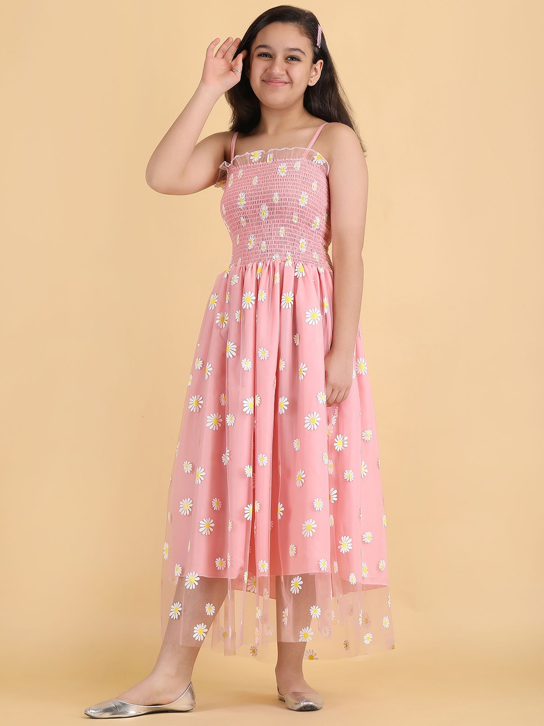 

DEKLOOK Net Formal Fit & Flare Dress, Pink