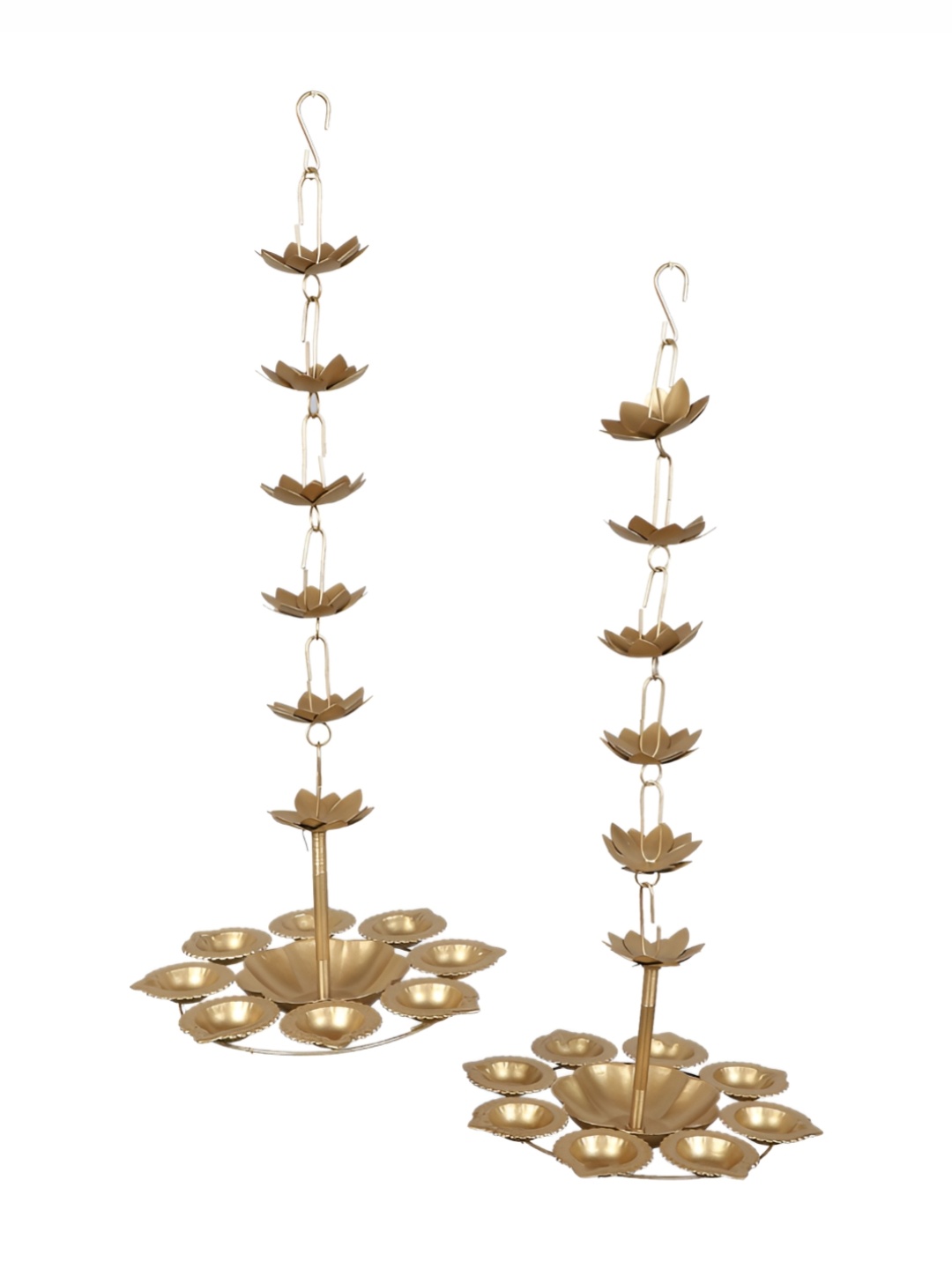 

Amaya Decors Gold-Toned 2 Pieces Glossy Hanging Diya Urli