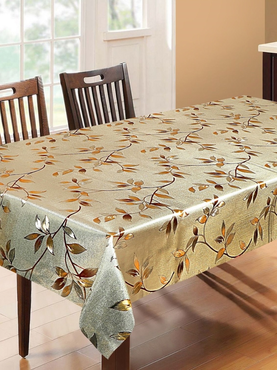

Dakshya Industries Beige & Brown Floral Waterproof 6-Seater Table Cover