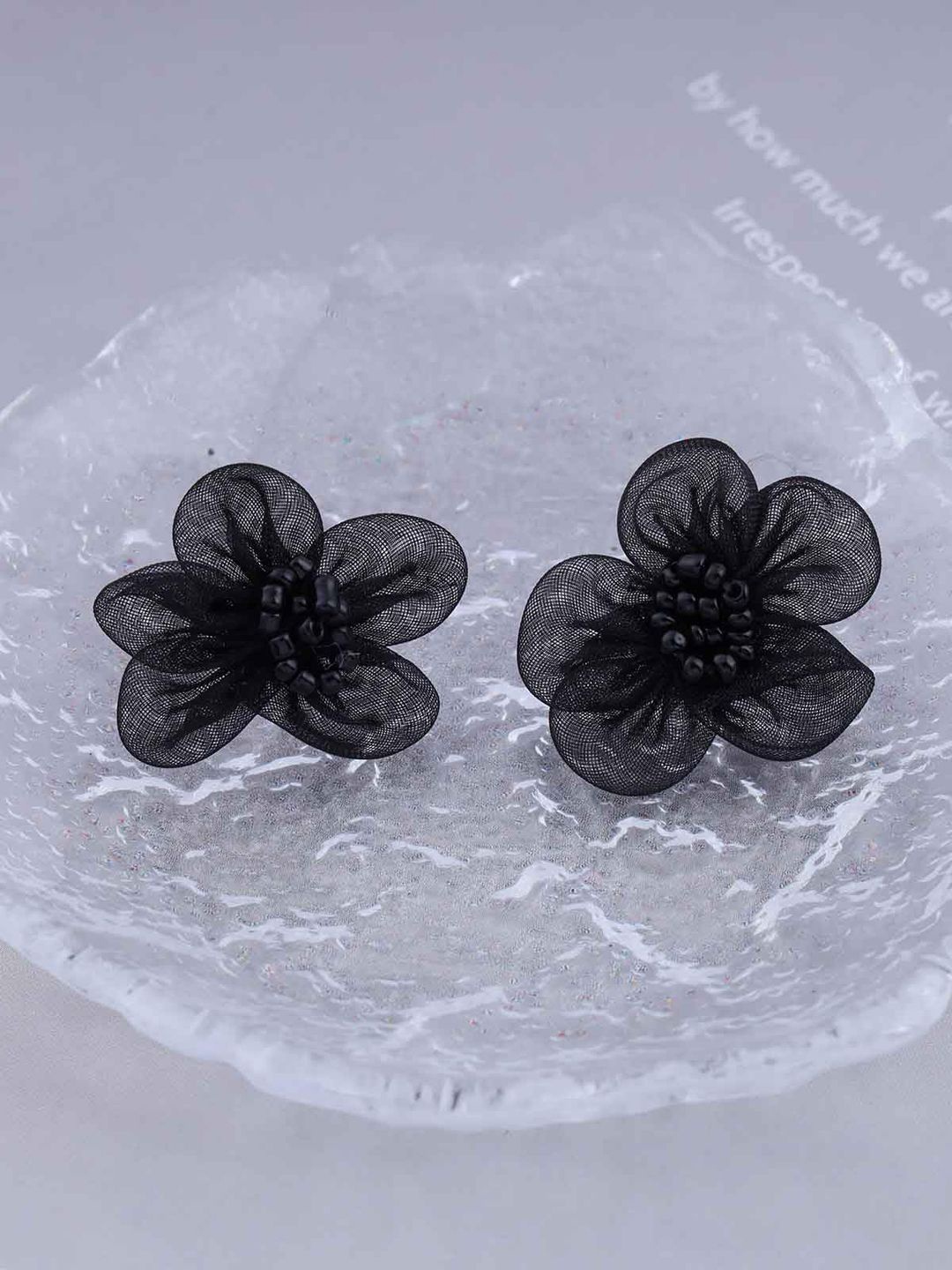 

VAGHBHATT Floral Studs Earrings, Black