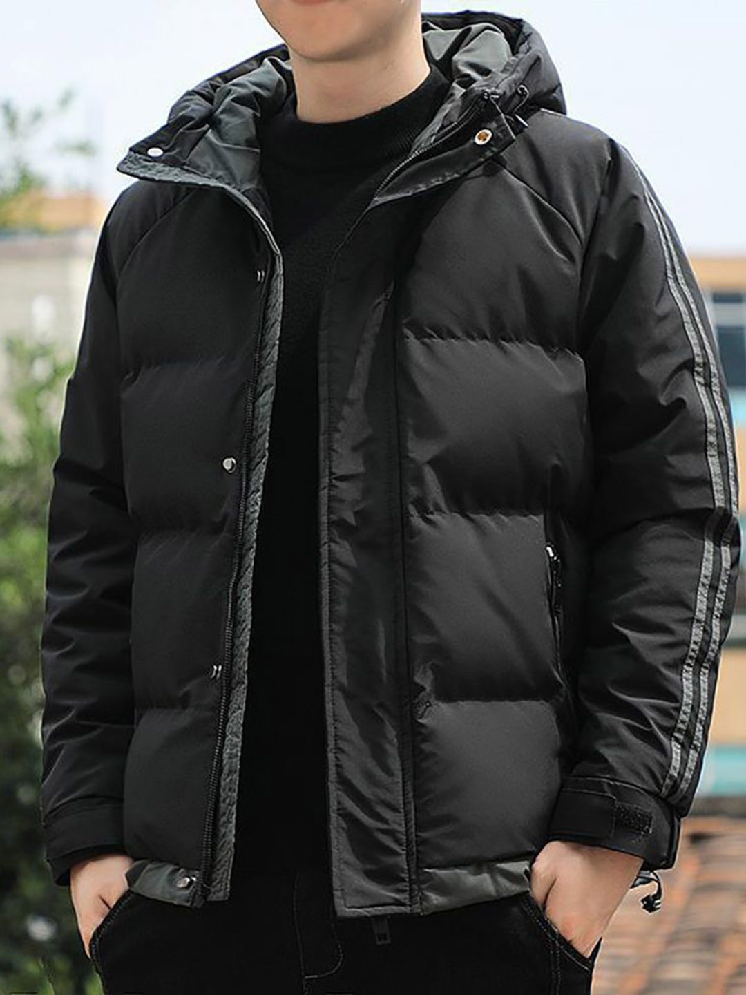

StyleCast x Revolte Men Hooded Puffer Jacket, Black
