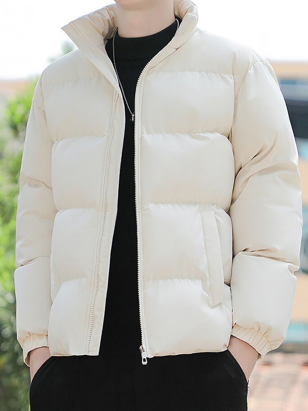 

StyleCast x Revolte Men Mock Collar Puffer Jacket, Cream