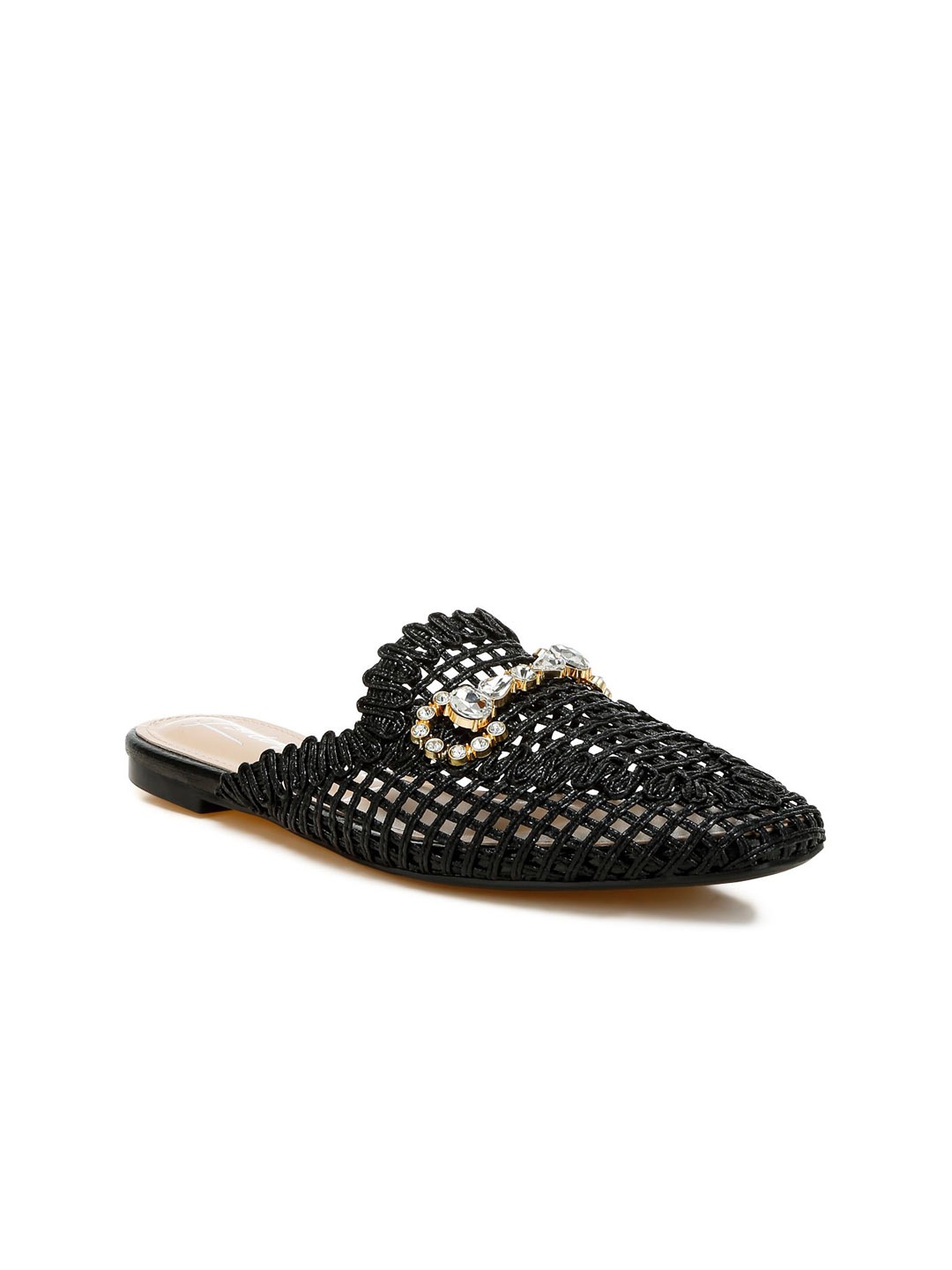 

London Rag Women Woven Design Mojaris, Black