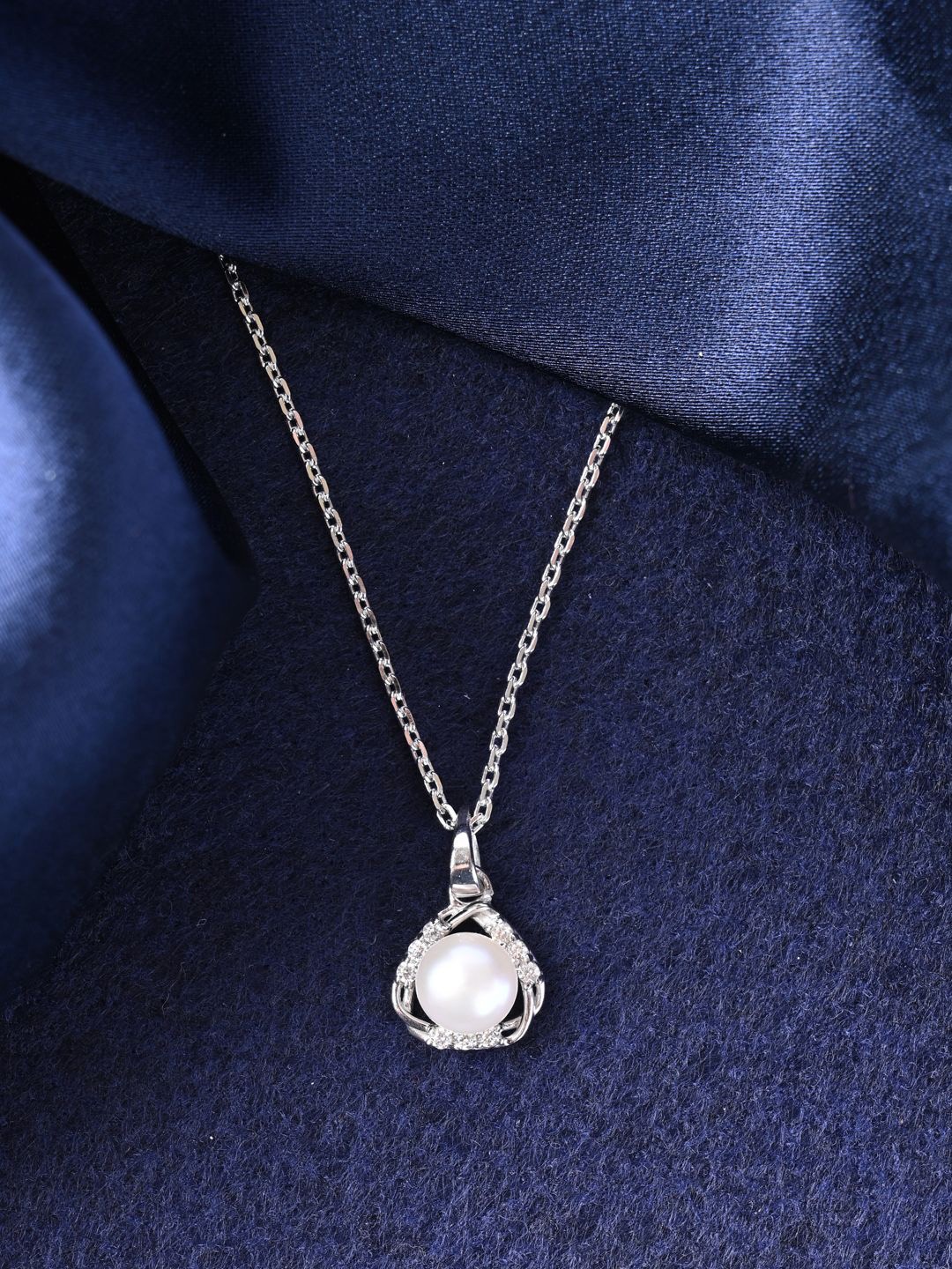 

Clara 925 Sterling Silver Rhodium-Plated Contemporary Pendant With Chain