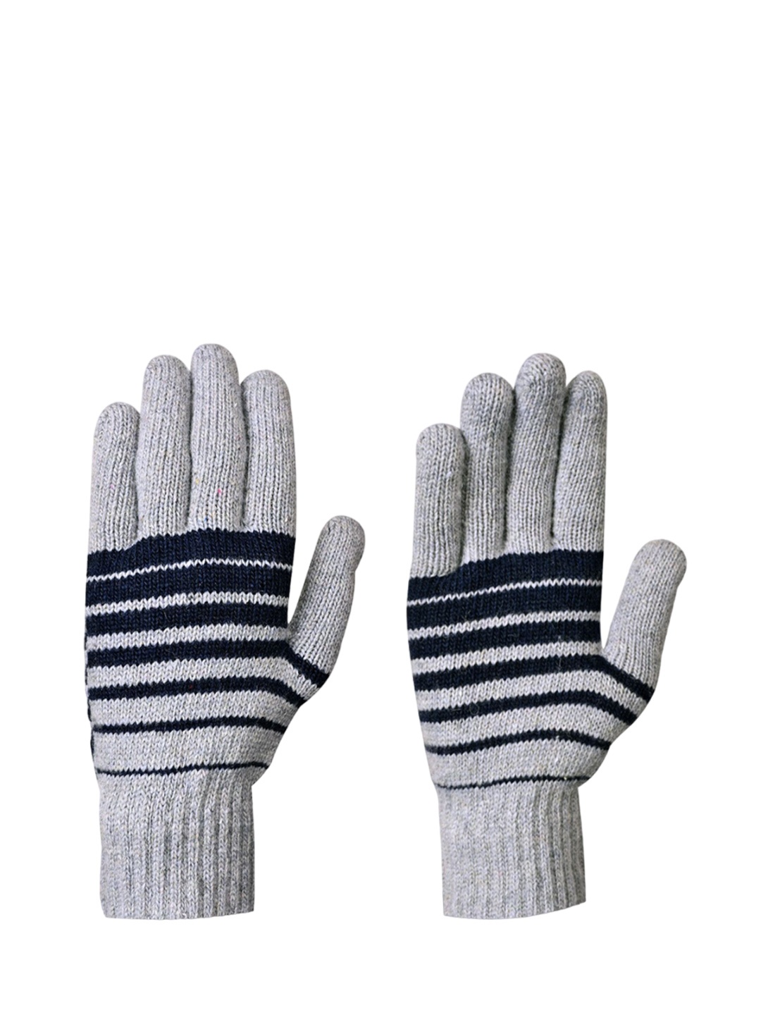 

LOOM LEGACY Men Striped Acrylic Winter Gloves, Grey