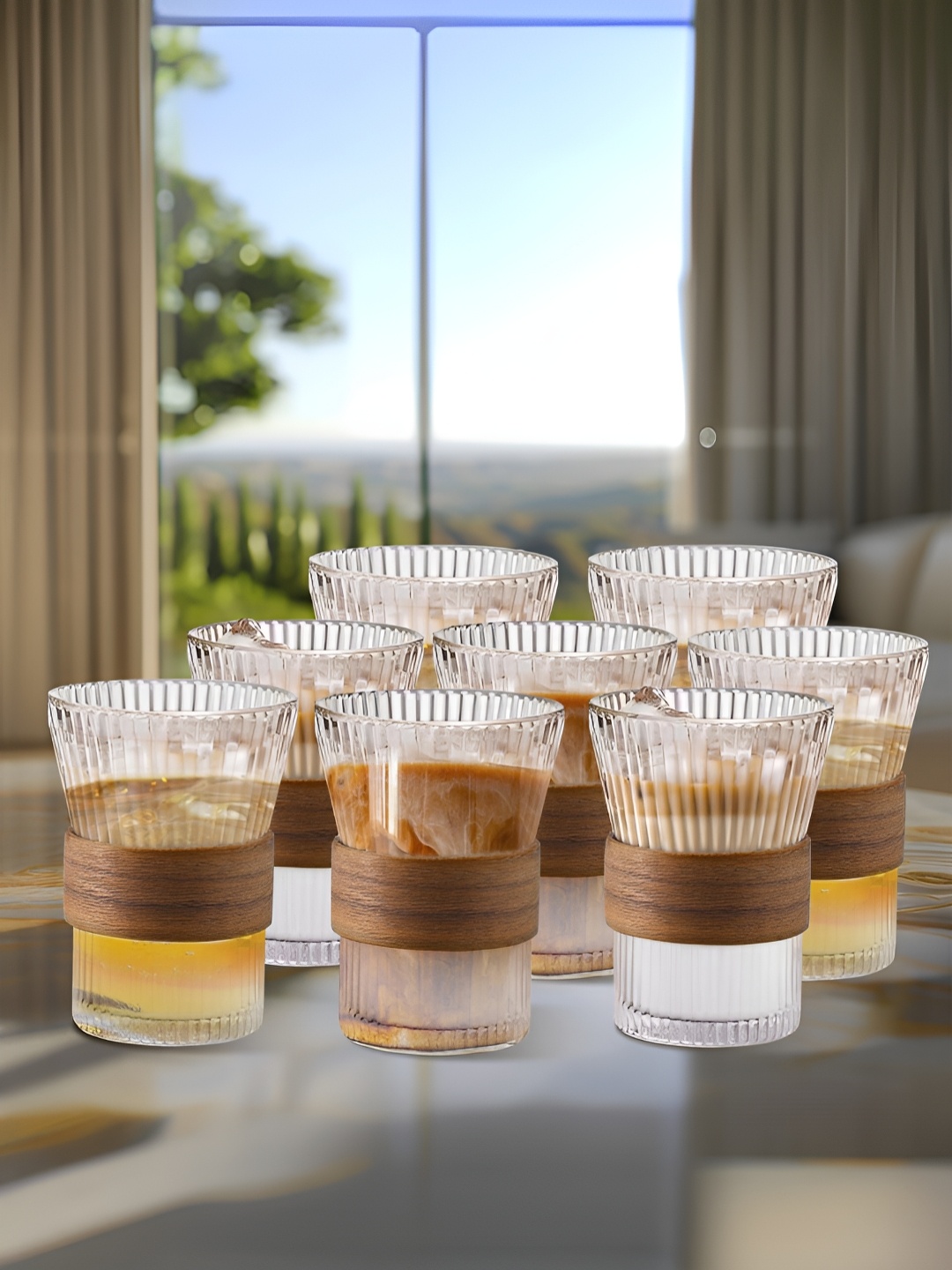 

The Better Home Transparent & Brown 8 Pieces Borosilicate Glass Tea Glass 280 ml Each