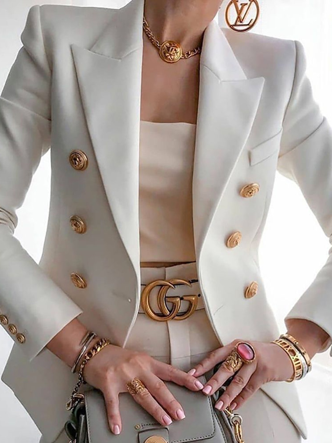 

StyleCast x Revolte Women Double-Breasted Regular Fit Blazer, White