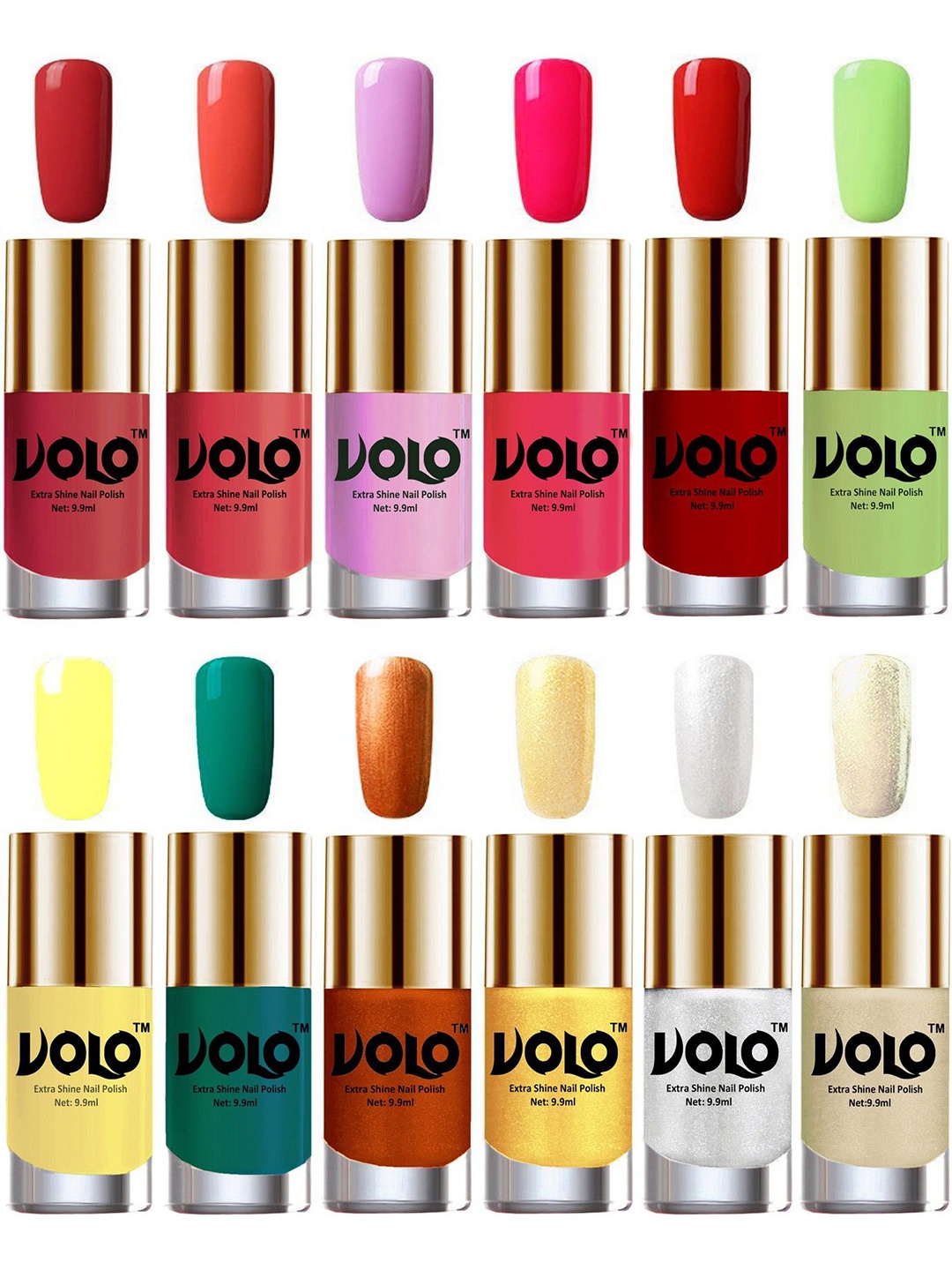 

VOLO Set of 12 Luxury Super Shine Vibrant Shades Nail Polish-9ml Each-Combo No-267, Multi