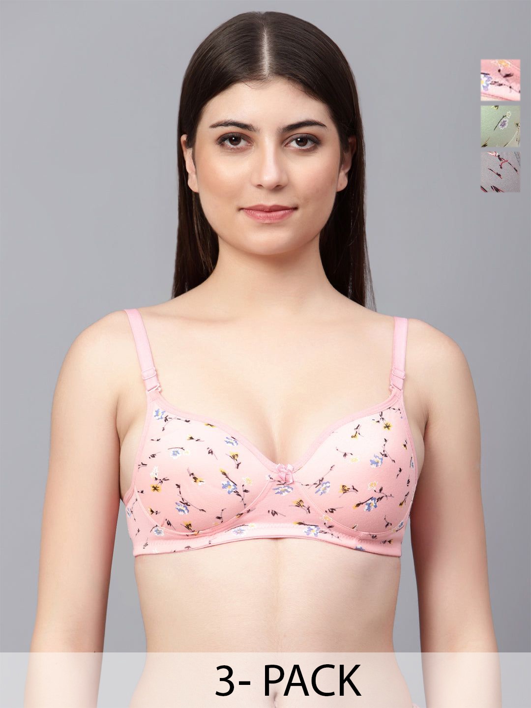 

Designer Bugs Floral Bra Full Coverage Lightly Padded, Pink