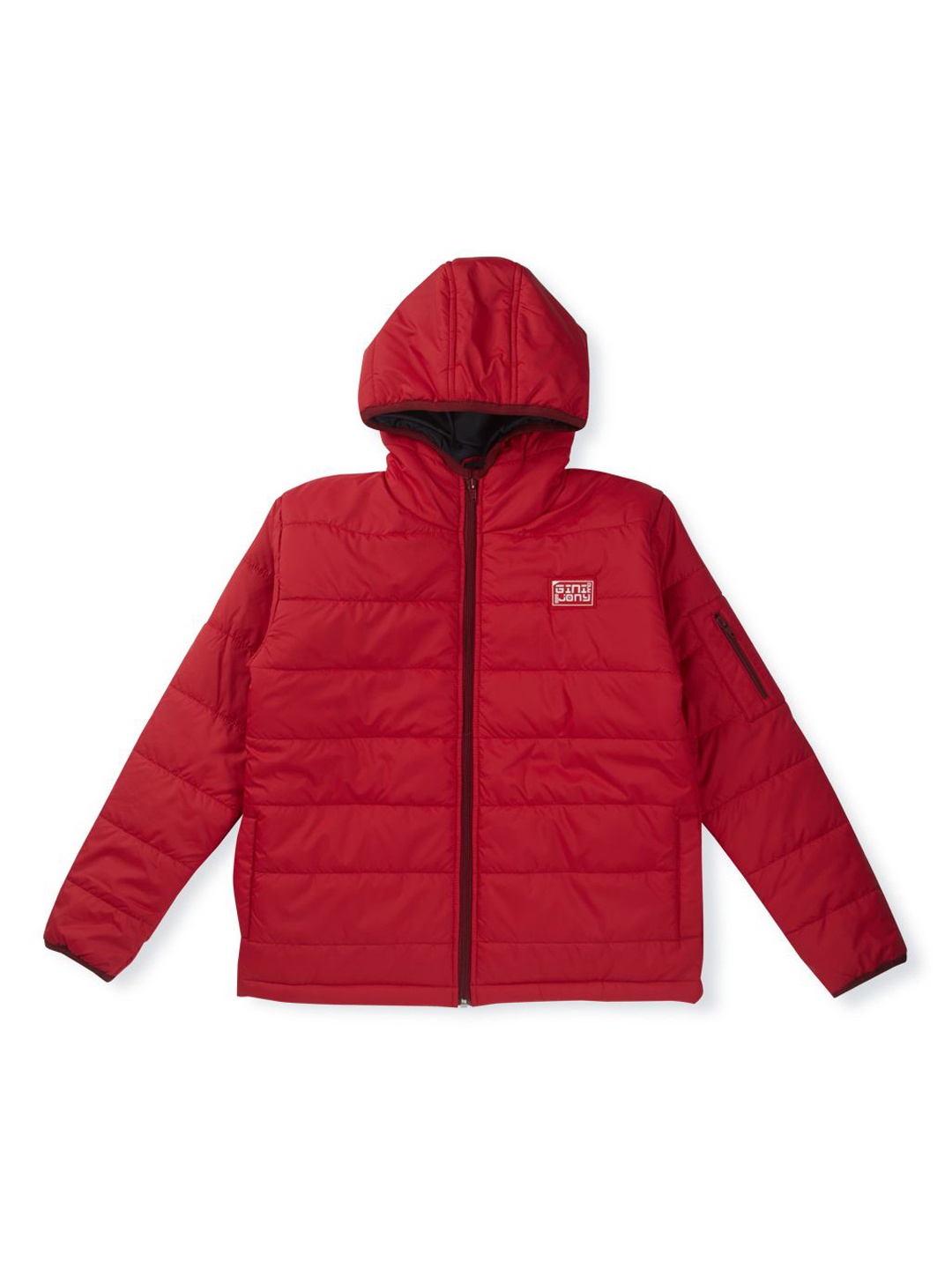 

Gini and Jony Boys Brand Logo Hooded Neck Padded Jacket, Red