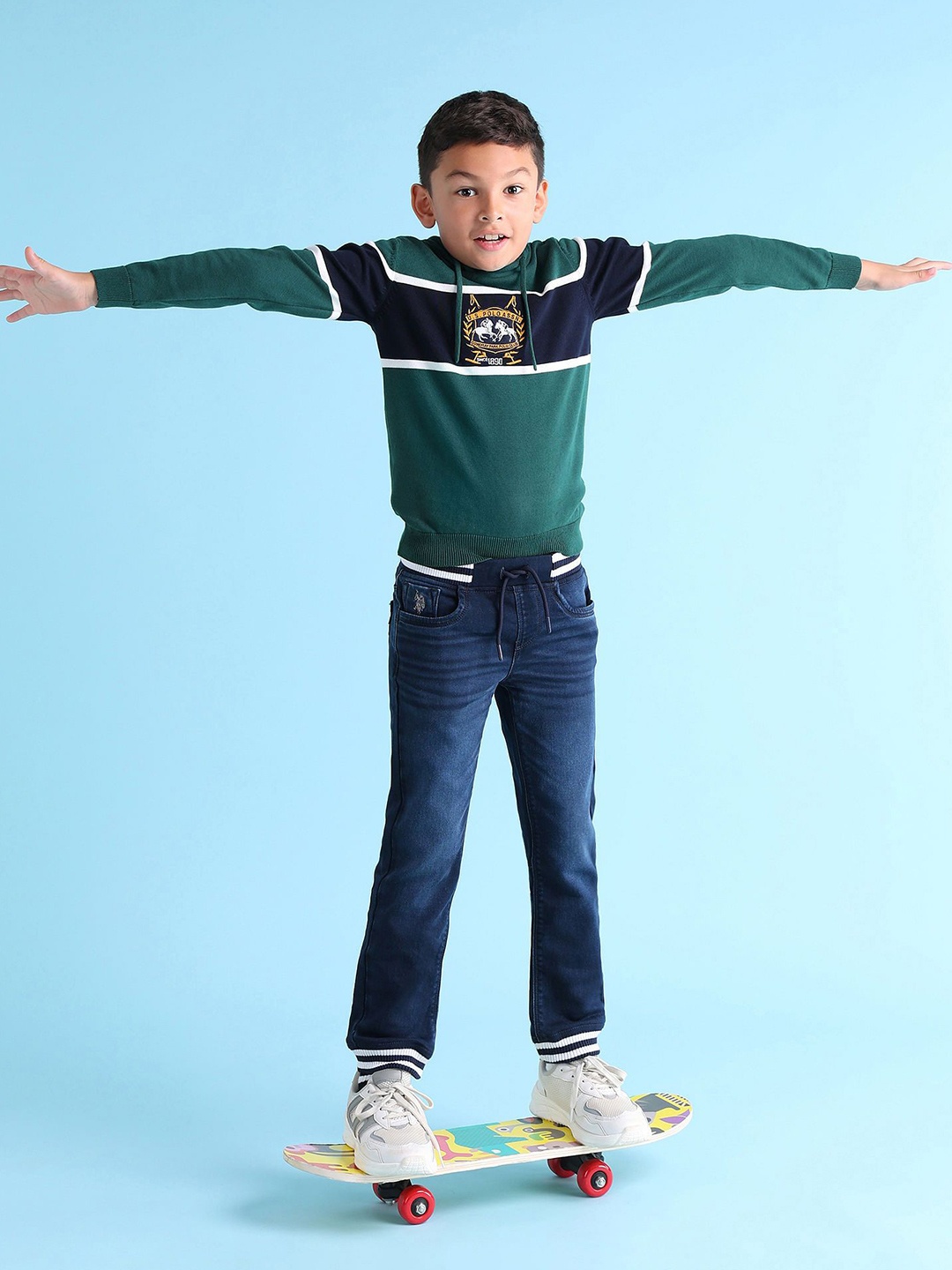 

U.S. Polo Assn. Kids Boys Colourblocked Pullover, Green