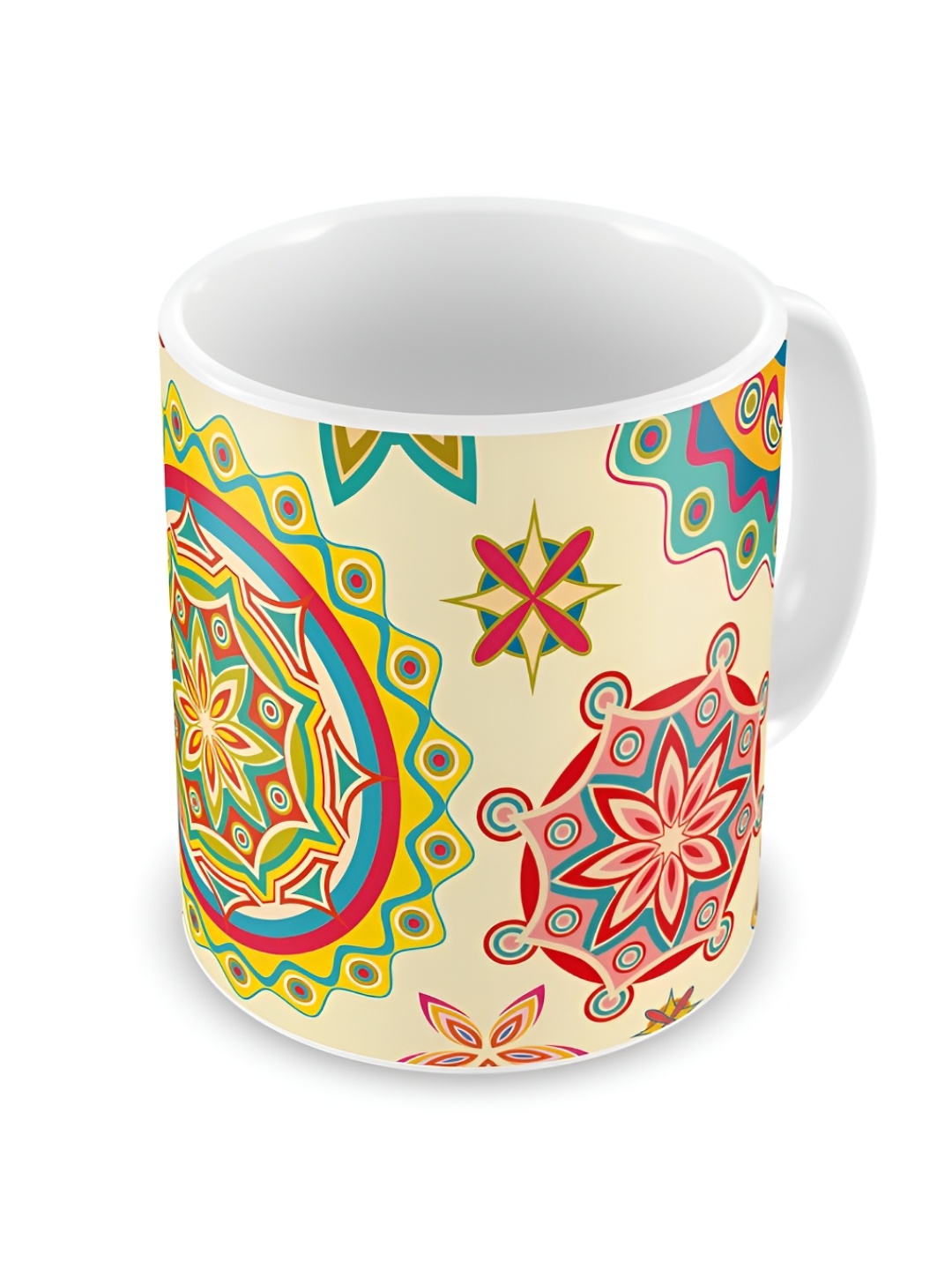 

Indigifts Yellow & Red Ethnic Printed Ceramic Glossy Mug 330 ml