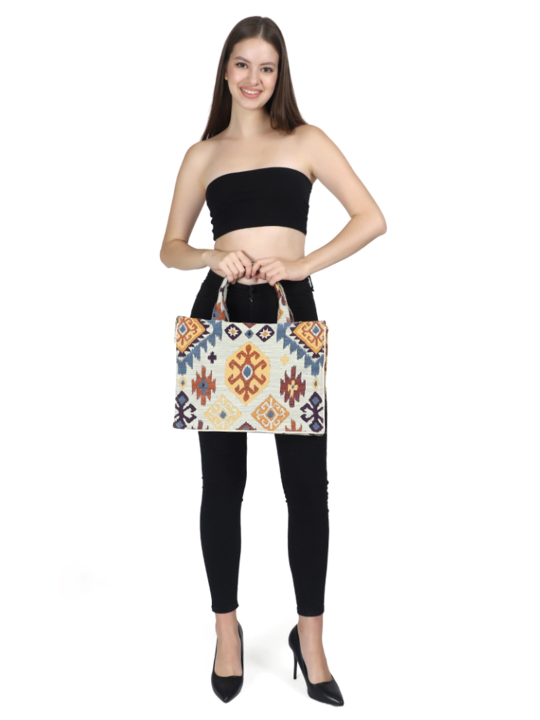 

INDIVIDUAL DDESIGN Tribal Pattern Jacquard-weave Structured Handbag, Multi