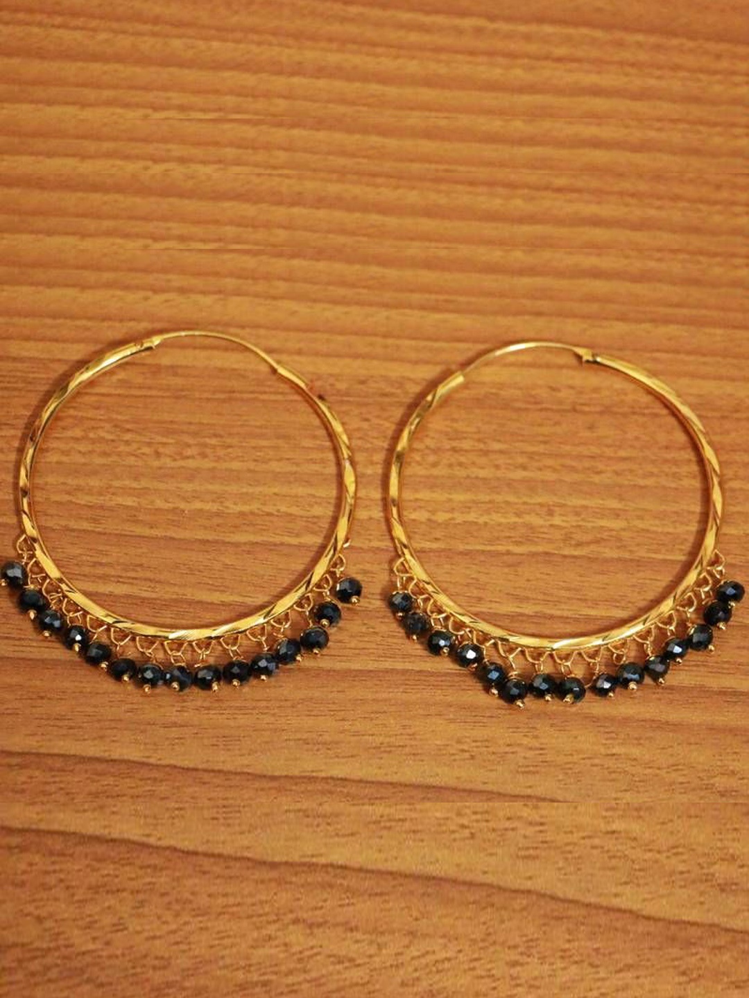 

Mirraw Gold-Plated Circular Beaded Hoop Earrings