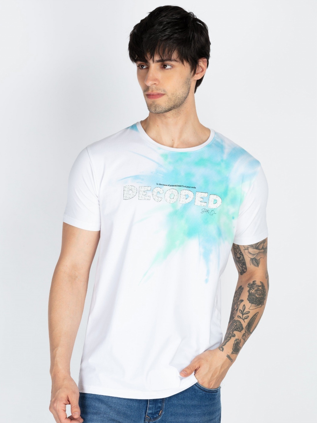 

Status Quo Men Typography Printed Round Neck Cotton T-shirt, White