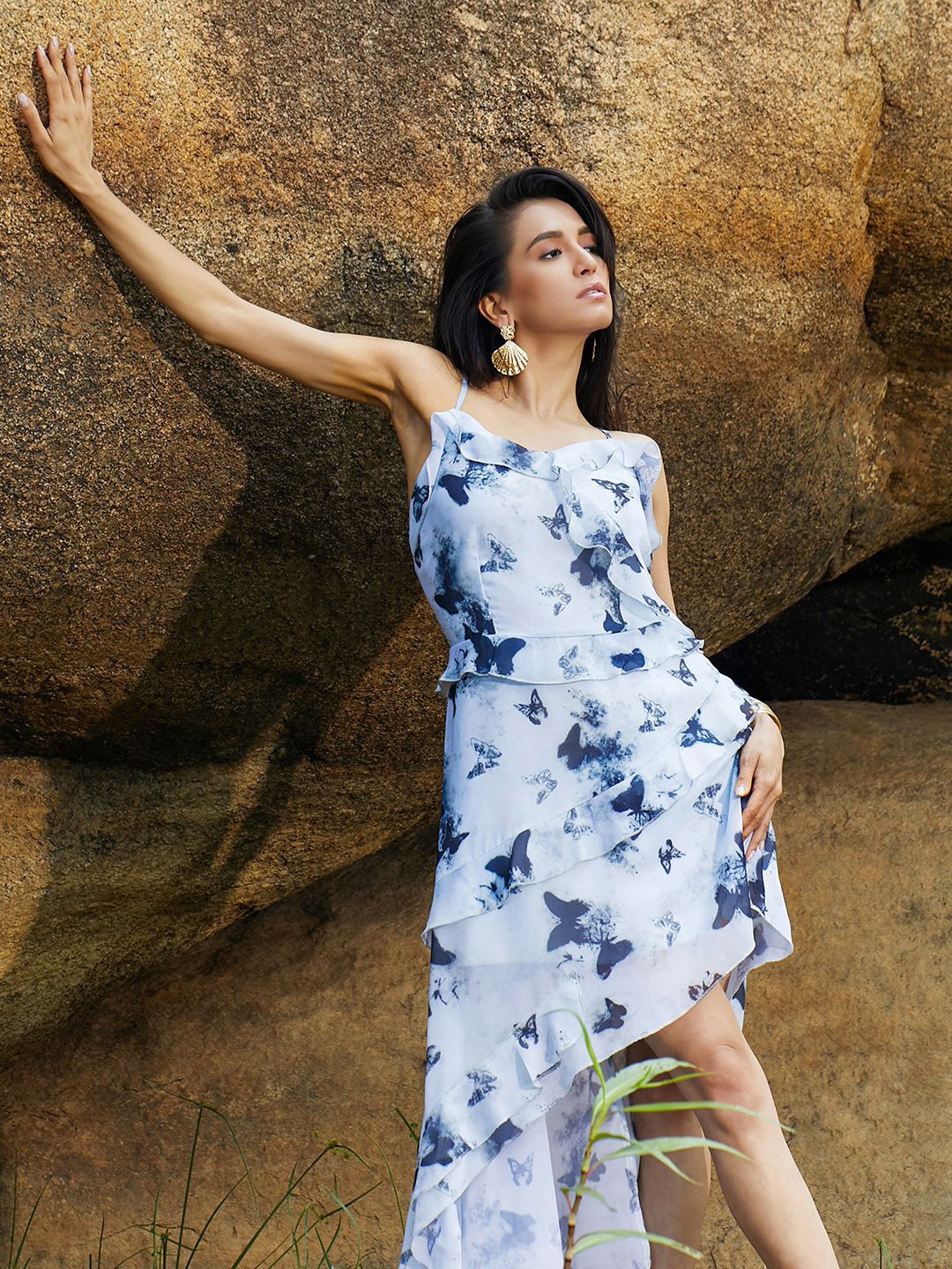 

PINACOLADA Graphic Printed Fit & Flare Midi Dress, Blue