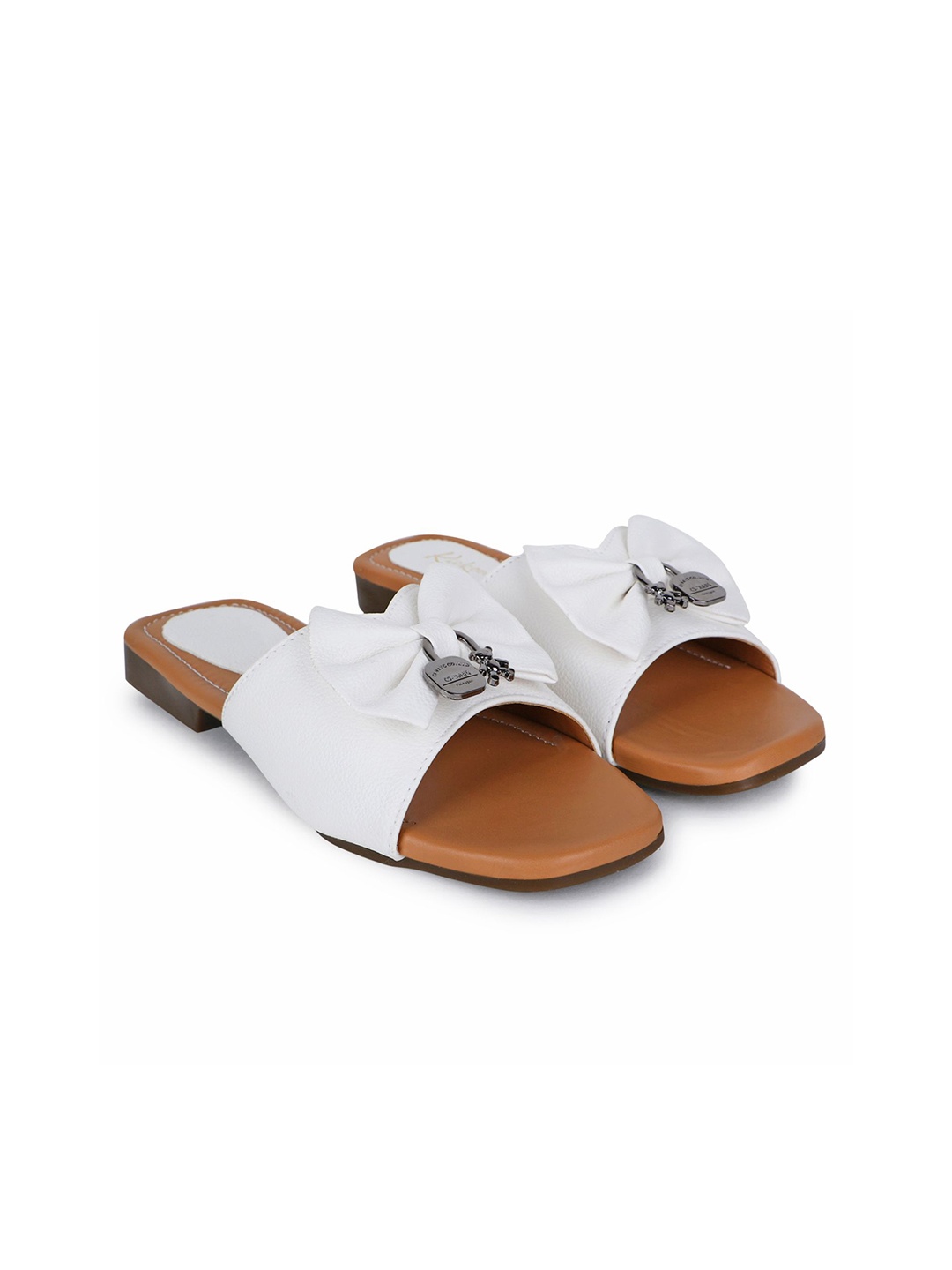 

CHINRAAG Women Open Toe Flats with Bows, White