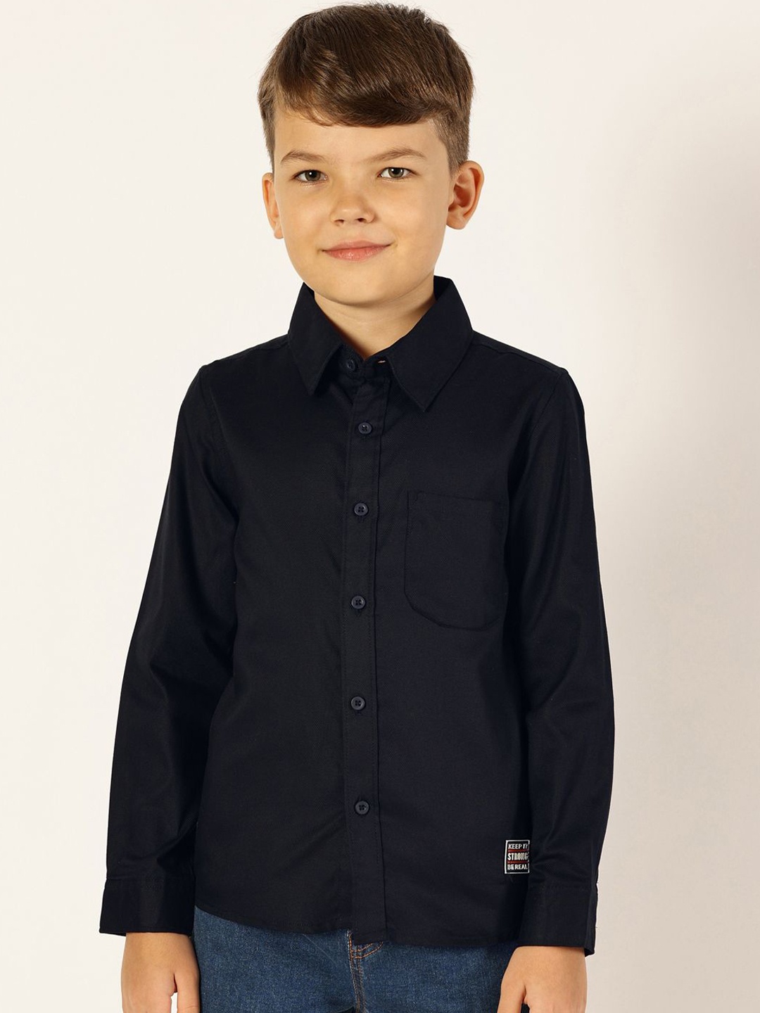 

Killer Boys Premium Spread Collar Solid Cotton Casual Shirt, Navy blue